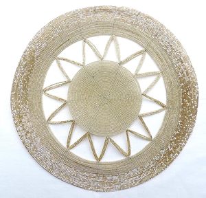 High Quality Champion Gold Glass <b>Beaded</b> Round <b>Placemat</b> Unique Design Table Decoration for Wedding High Quality Mats & Pads - Product Image 6