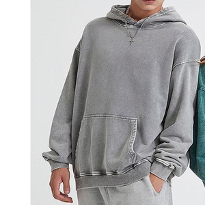 Sudaderas con capucha de gran tamaño para hombre, Sudadera con capucha de algodón con cuello y cordón - Product Image 2