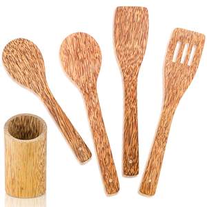 Utensilios de cocina juego de espátulas de madera de Coco para cocinar platos espátulas de madera de palma de coco natural - Product Image 2