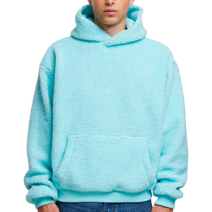 Streetwear Winter Pullover Hoodies Sweatshirt Manufacturer Thick <b>Sherpa</b> Heavyweight wool <b>Hoodie</b> Drop Shoulder Embroidered <b>Hoodie</b> - Product Image 5
