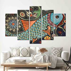 Art abstrait moderne sur toile de poisson, impression sur toile enroulée 5P Mix-Gallery - Product Image 1