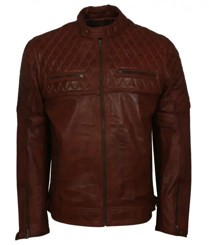 Wholesale Distressed Genuine Leather Biker Jacket for Men F1 Grand Racers