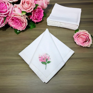 Serviette en tissu de coton personnalisée brodée rose grimpante rose serviette de table ourlet serviettes de table maison hôtel événements vacances - Product Image 6