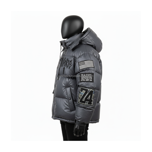 Premium Men Puffer Jacket 380 GSM Nylon Poliéster Mezcla Tela Cálido Abrigo de invierno Camo Panel Custom Logo Puffer Jacket para hombre - Product Image 4