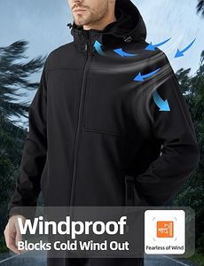 Meilleure qualité respirant coupe-vent imperméable écologique à capuche hommes Soft Shell vestes fermeture éclair avant fini décontracté hiver - Product Image 4