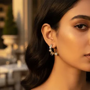Boucles d'oreilles clous en or 14 carats plaqué or, rubis et diamants, bijoux tendance de luxe en forme de goutte d'eau pour femmes, pour fiançailles - Product Image 3