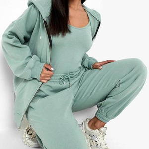 Conjuntos de Ropa de Invierno para Mujer, Tallas Grandes, Diseño 2024, Logotipo Personalizado OEM, Chándal, Pantalones Deportivos y Sudadera con Capucha, Conjunto de 3 Piezas - Product Image 3