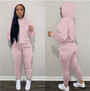 Ensemble de jogging décontracté 2 pièces pour femme en 100 % polyester, style streetwear, avec sweat-shirt à col rond – Vente en gros - Product Image 4