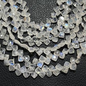 Cuentas facetadas de piedra lunar con forma de cometa blanca Natural al por mayor, taladro lateral de 6-7MM, piedra preciosa arcoíris de hebra larga de 8 pulgadas para joyería - Product Image 2