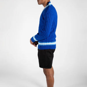 Nouvelle mode couleur unie Cabel tricot Cricket col en v pull pull automne et hiver utiliser câble tricoté pull de Cricket - Product Image 4