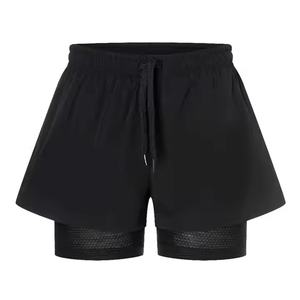 Shorts Híbridos para Mujer, Cintura Alta, con Bolsillos, Transpirables, de Secado Rápido, Poliéster y Elastano, Ropa Deportiva Activa para Gimnasio - Product Image 1