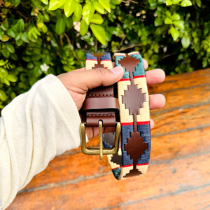 Ceinture Polo Unisexe Décontractée en Cuir de Buffle d'Eau avec Fil Ciré Recyclé, Boucle 100% Laiton Massif, Largeur 35MM, Personnalisable - Product Image 5