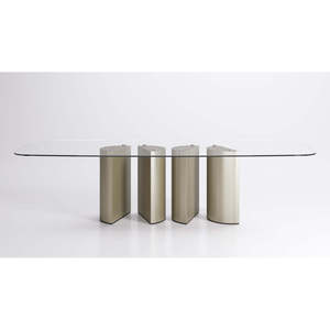 Minimalist Titanium Dining <b>Table</b> with <b>Clear</b> Glass Top Rectangle Four Legs Assembled Home Furniture for Home Office Kitchen Use - Product Image 1