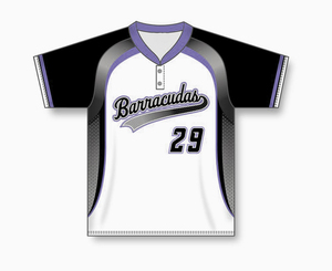Maillot de baseball personnalisé avec nom d'équipe 00, sérigraphié, unisexe adulte, manches courtes, en maille polyester, col en V, boutons sur le devant, anti-humidité - Product Image 4