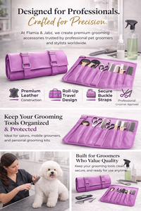 Professional Dog Pet Grooming Stripping Knife Leather Roll | Eco-Friendly Stocked PU Leather Grooming <b>Tool</b> Organizer - Product Image 3