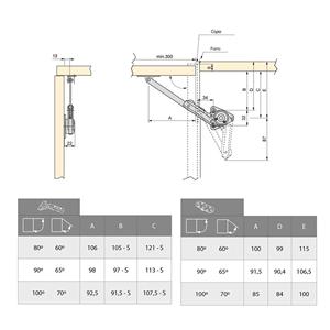 Emuca NSDX 20-70kg/cm² porta di sollevamento a forza Set Set di ferramenta da cucina in acciaio e Zamak nichelato - Product Image 2