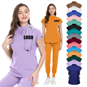 Conjuntos médicos de Enfermería de verano para mujer, uniformes transpirables de manga corta con bordado personalizado, LONA DE LICRA para Hospital más vendida - Product Image 3