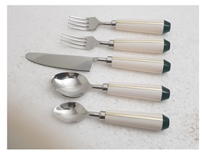Ensemble de couverts écologiques avec manche en résine, acier inoxydable, 5 pièces, cuillère, couteau à fromage, fourchette, ustensiles de cuisine, utilisation des couverts - Product Image 4