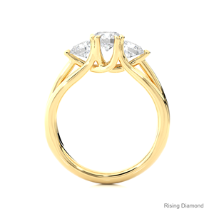 0,66 Ct Cut Lab Grown Diamond Anillo de compromiso Tres piedras 14K Oro blanco CVD Estilo bohemio IGI Certificado Regalo de aniversario para - Product Image 6