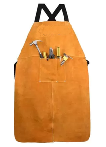 Delantal de soldadura de cuero dividido de vaca AB Equipo de alto grado de seguridad de uso industrial marrón dorado - Product Image 2