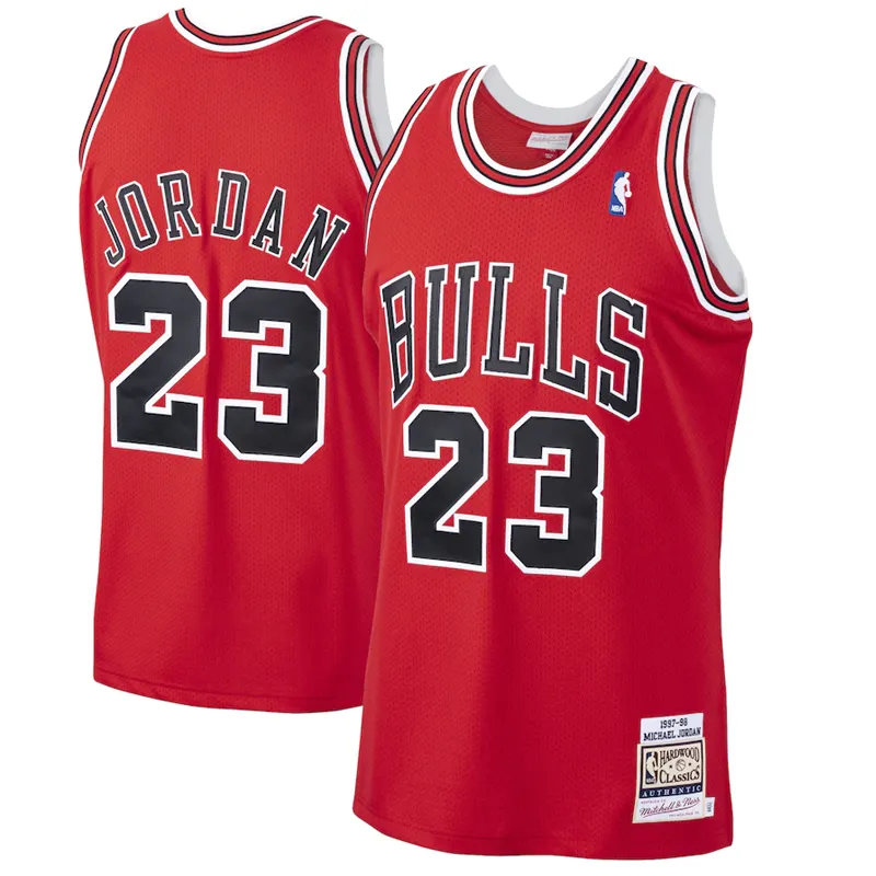 Erkek Michael Jordan Red Bulls 1997-98 parke Classics otantik oyuncu forması