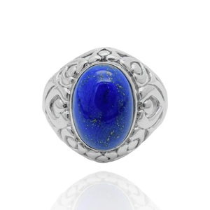 Bague de créateur élégante en argent sterling 925 véritable pierre précieuse Lapis Lazuli bijoux religieux chrétiens faits à la main pour cadeau de mère - Product Image 1