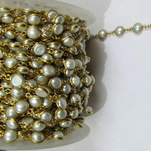 Hecho a mano Natural 6-7mm perla Tiff cadena moneda forma bisel conector de alta calidad para la fabricación de joyas vendidas por pie - Product Image 1