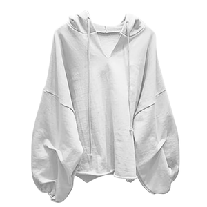 Sudadera de manga larga con capucha y cuello en V de Color sólido a la moda informal para mujer, ropa de invierno ecológica - Product Image 4