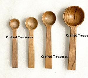 Ustensiles de cuisine en bois naturel, petites cuillères, cuillères à épices et condiments, mini-cuillères doseuses, finition miroir, durables et écologiques - Product Image 1