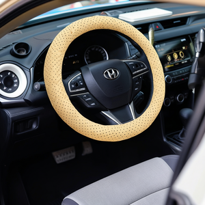 ปลอกหุ้มพวงมาลัยรถยนต์หนัง PU สีเบจแบบเย็บ 3 ก้าน สำหรับ Toyota Camry Corolla และ Accord Civic - Product Image 3