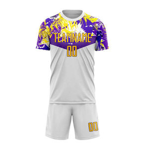 Meilleures ventes : Ensemble de maillot de football professionnel pour homme adulte, personnalisable, manches courtes, col montant, 100 % polyester, personnalisé - Product Image 2