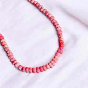 2025 Boho Style Necklace for Women Pink <b>Opal</b> Carved Melon Beaded 7-8mm Soft Pastel Gemstone Strand Gold Plated Jewelry - Product Image 2