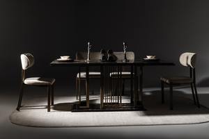 Conjuntos de comedor modernos convertibles elegantes y elegantes de lujo, muebles contemporáneos de acero inoxidable para el hogar, apartamentos, villas, comedor - Product Image 6
