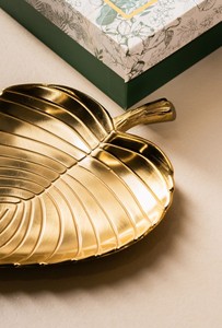 Plateau décoratif en métal en forme de feuille d'or, nouveau et très vendu, pour la décoration de la maison, centre de table, rangement de bijoux, bonbons et utilisation au Golfe - Product Image 5
