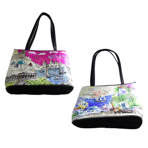 Bolso Tote de Lona con Estampado Vintage de Letras DAFNI BIG PAZAR, con Cierre de Cremallera y Forro de Algodón, para Compras en Todas las Estaciones - Product Image 3