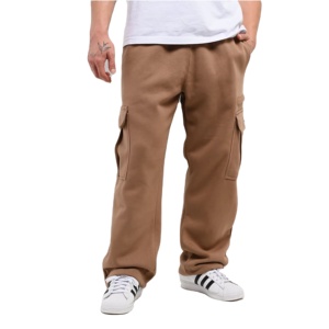 Men's Casual Flared Cargo Pants Mid-Waist Breathable Quick Dry Fleece Drawstring Closure Heat-Transfer Printed Logo <b>Stacked</b> Pant - Product Image 1