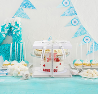 Boîte à gâteau en plastique transparent recyclé en gros 10''x10''x8'' carrée haute avec logo personnalisé Service OEM/ODM pour mariage et boulangerie