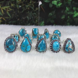 Anillos de piedras preciosas de turquesa de cobre azul natural, joyería increíble de piedras preciosas de alta calidad, anillos de collar de diseñador a granel - Product Image 3