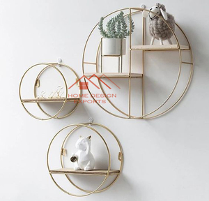 Estante de Almacenamiento Redondo Irregular de Doble Capa para Pared de Sala de Estar o Restaurante de Estilo Nórdico, Estante Simple de Hierro - Product Image 1