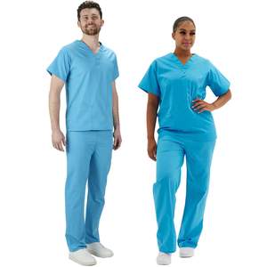 ชุดยูนิฟอร์มพยาบาลแบบแห้งเร็ว ผ้าคอตตอนผสม ยืดหยุ่นได้ รับผลิตตามแบบ (OEM) พร้อมปักโลโก้ ชุดสครับสำหรับแพทย์และพยาบาลในโรงพยาบาล ชุดยูนิเซ็กซ์ ตรวจจับการรั่วไหลของของเหลว - Product Image 6