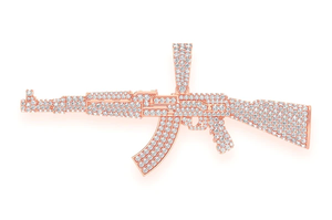 จี้ปืนเพชรธรรมชาติแฟชั่นใหม่ฮิปฮอป AK47ทอง14K จี้เสน่ห์คุณภาพสูงดีไซน์ล่าสุด - Product Image 3