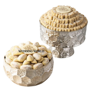 Ensemble de deux bols à chocolat en métal, finition nickel brillant, décoratifs, forme ronde, luxe, nouveaux bols à chocolat - Product Image 1