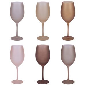 Set di 6 Calici da Vino Satinati da 650ml per Happy Hour Cioccolato, Artigianato in Vetro - Product Image 1