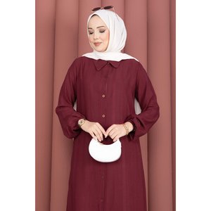 Túnica holgada con botones color borgoña, blusa de seda para mujer con logo bordado, apta para oficina, tallas XS-XL - Product Image 2