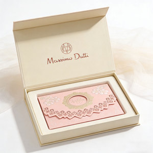 Caja de Regalo de Invitación para Banquete o Boda, Plegable, de Cartón Rígido, Color Nude Mate, de Lujo, Personalizada, con Cierre Magnético - Product Image 1