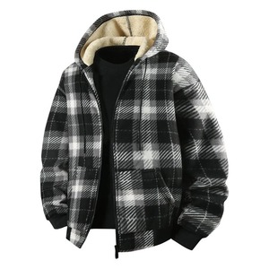 Young Men's New Fashion Hooded Outerwear Solid Plaid Long Sleeve Zipper <b>Jacket</b> Winter Thicken Warm Versatile Front <b>Lining</b> - Product Image 1