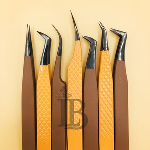 Pince à épiler en gros dorée en acier inoxydable pour extensions de cils volume, outils à cils à pointe fine, logo personnalisé - Product Image 2