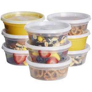 Ensemble de récipients de stockage de nourriture en plastique rond avec couvercle, boîte de nourriture de tasse de salade en plastique de 8 OZ - Product Image 2