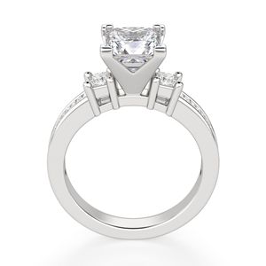 Bague de fiançailles en moissanite à trois pierres coupe princesse - Product Image 2