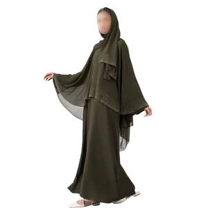 Olive Green Tiered Sleeve Abaya For <b>Women</b> Muslim Modest Dress Dubai Style Islamic <b>Kaftan</b> Jalabiya Ruffled Sleeve Evening Gown - Product Image 3